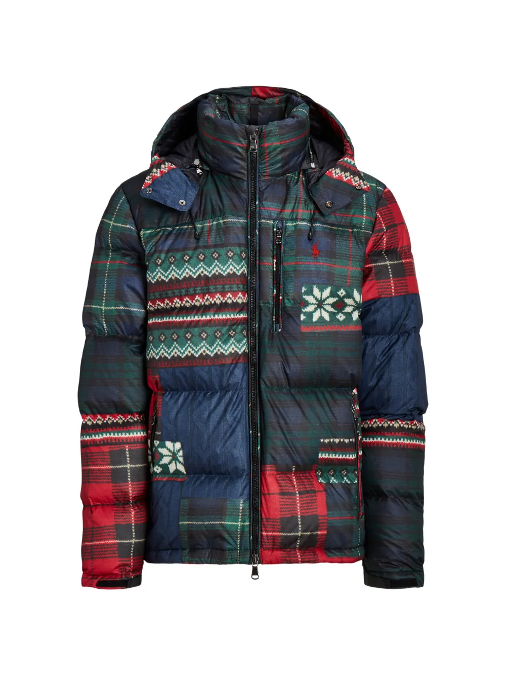 Polo Ralph Lauren The Gorham Patchwork-print Down Jacket In Blue