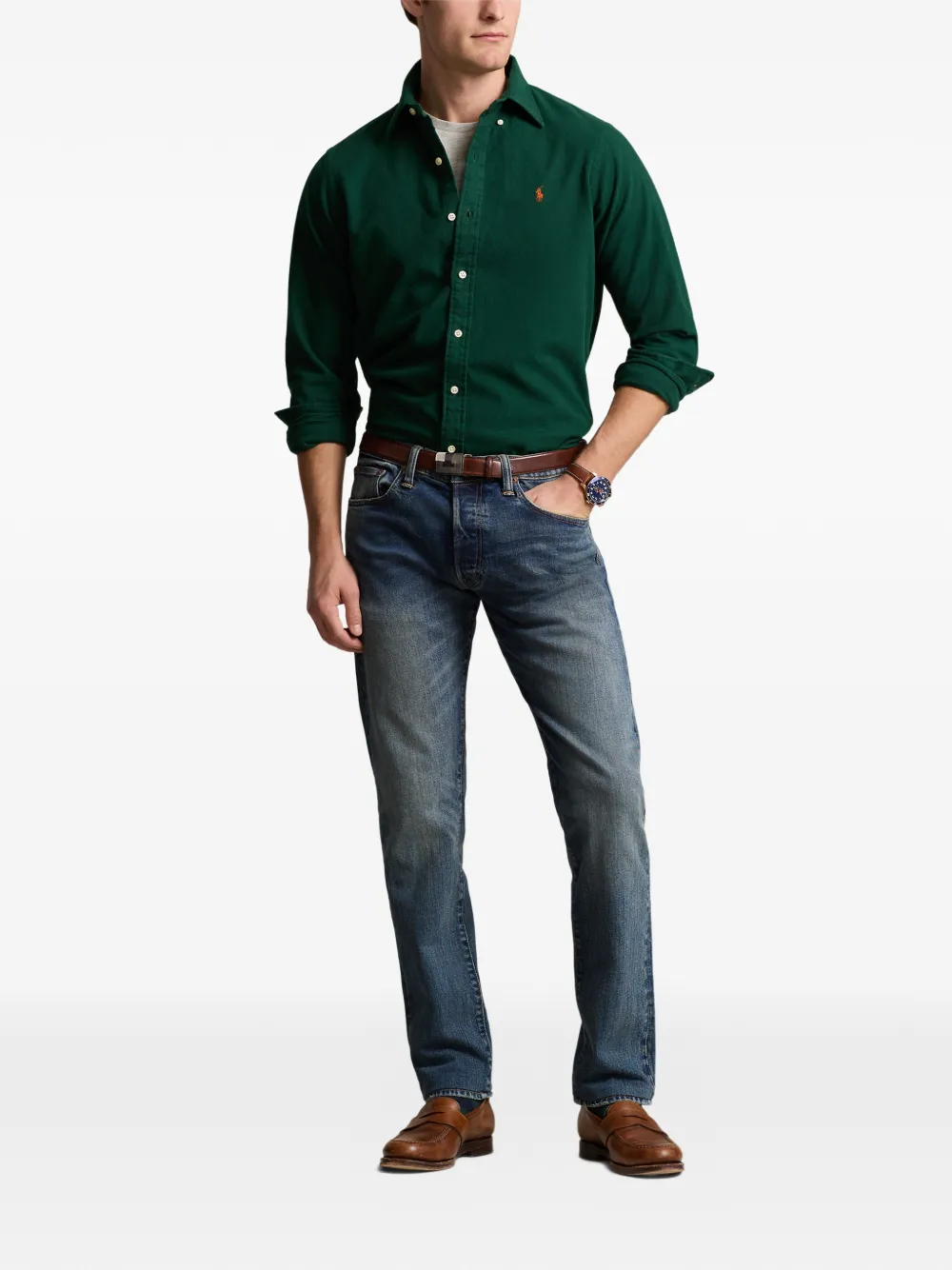 Polo Ralph Lauren Overhemd met geborduurd logo Groen