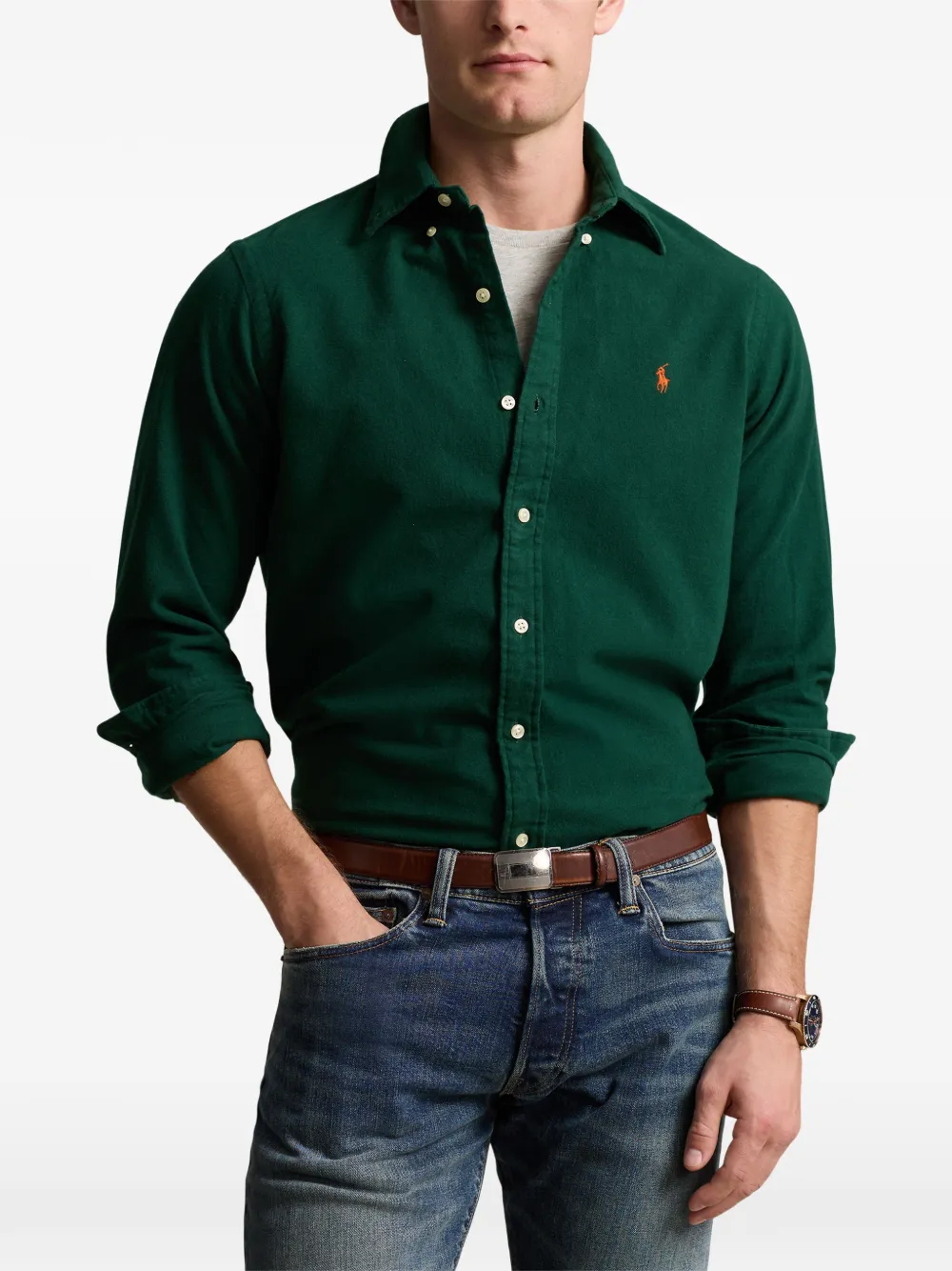 Polo Ralph Lauren Overhemd met geborduurd logo Groen