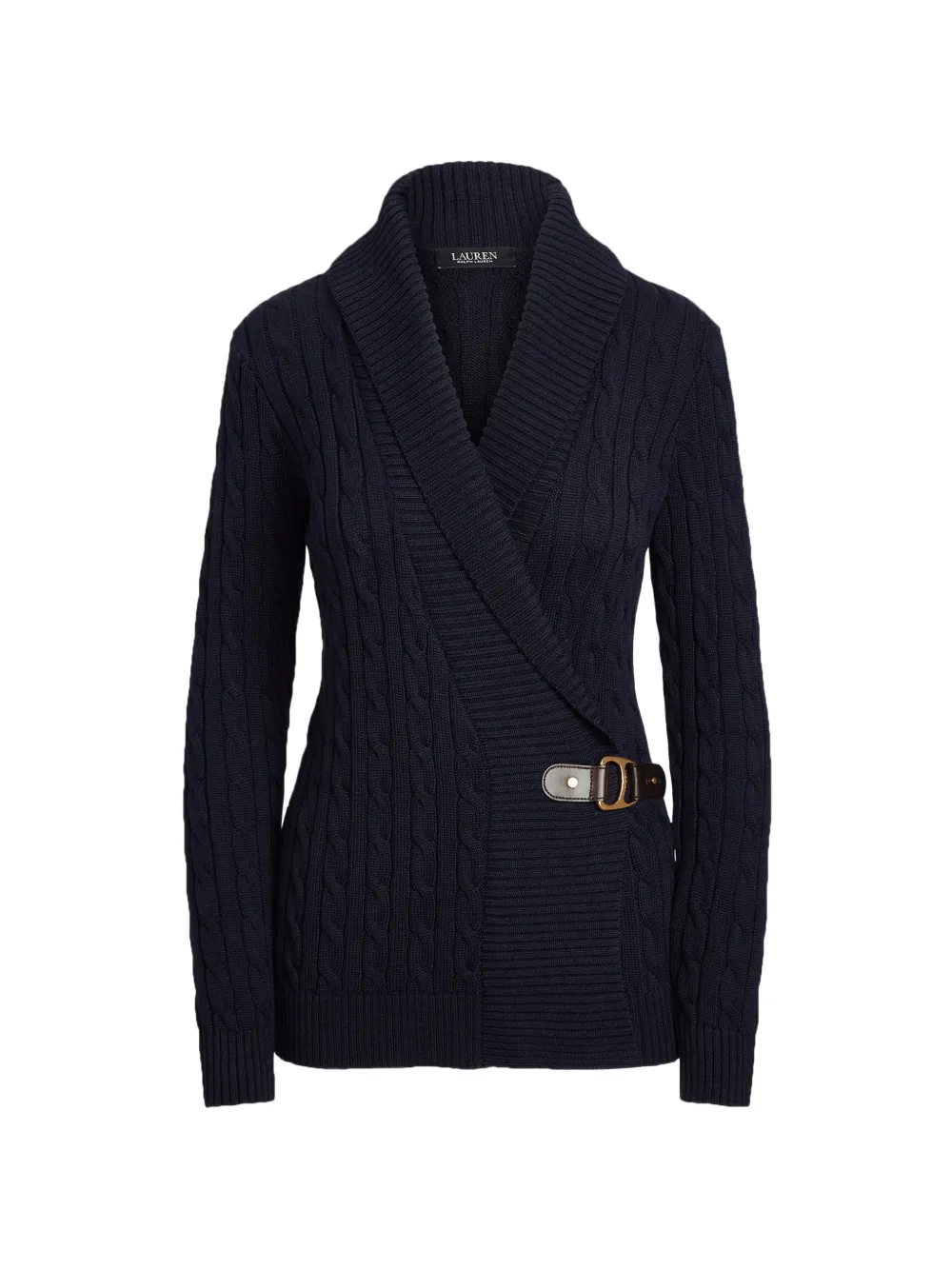 Lauren Ralph Lauren cable-knit belted cardigan - Blu