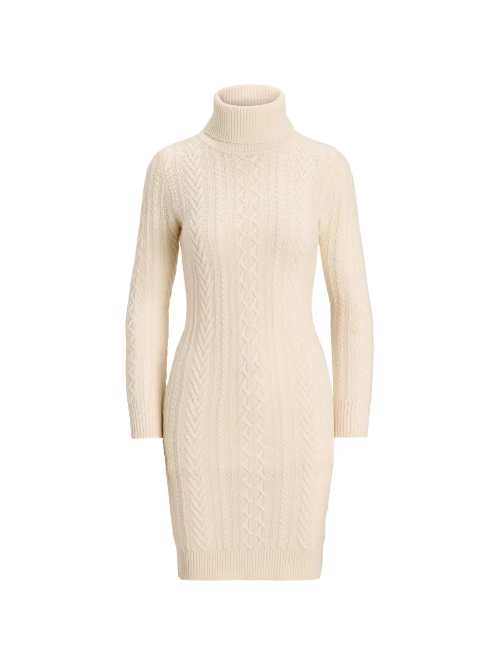 Lauren Ralph Lauren cable-knit roll-neck mini dress - Toni neutri