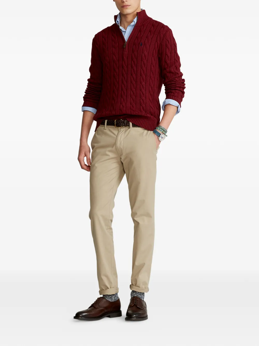 Polo Ralph Lauren Kabelgebreide trui met rits Rood