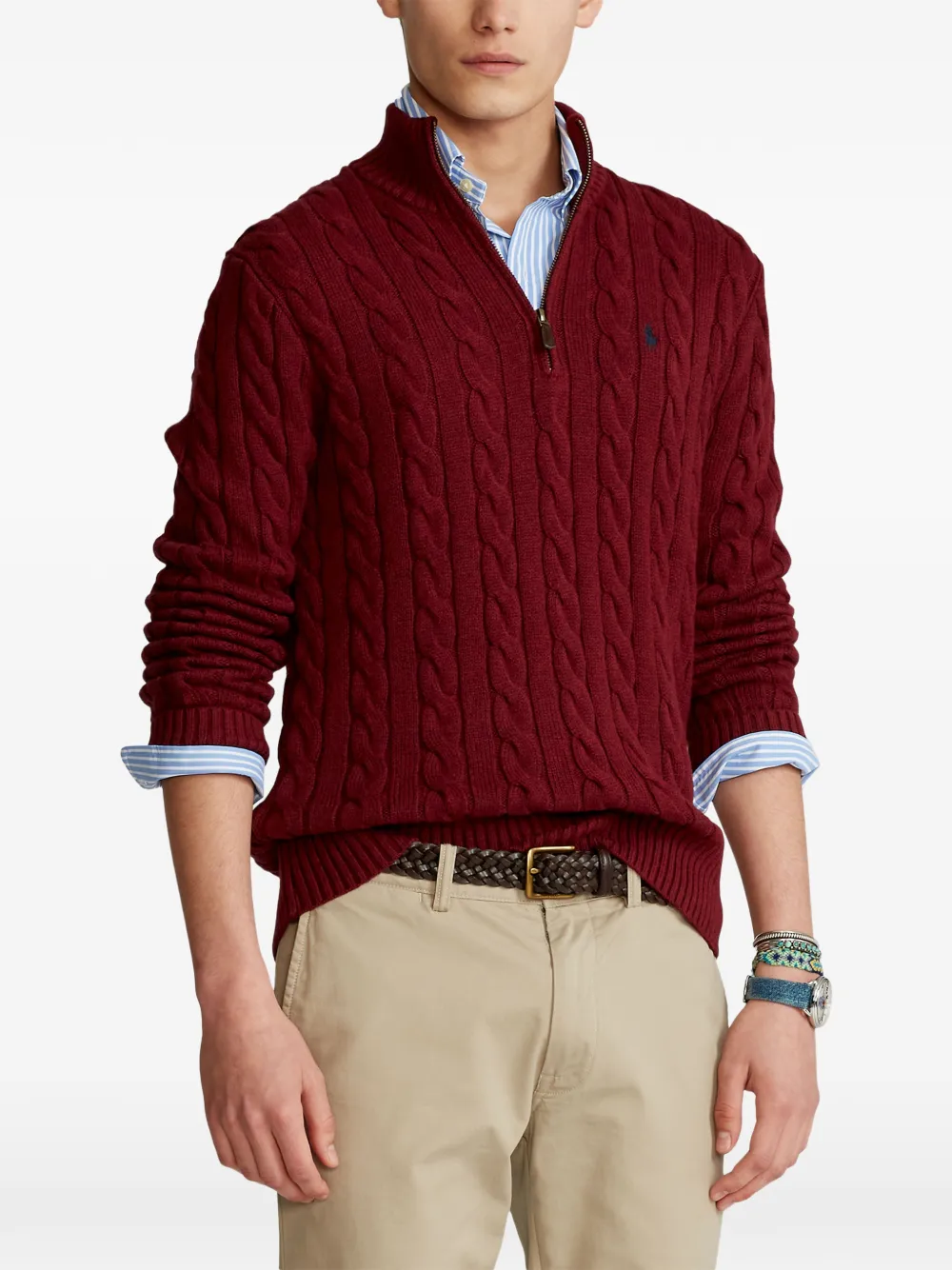 Polo Ralph Lauren Kabelgebreide trui met rits Rood