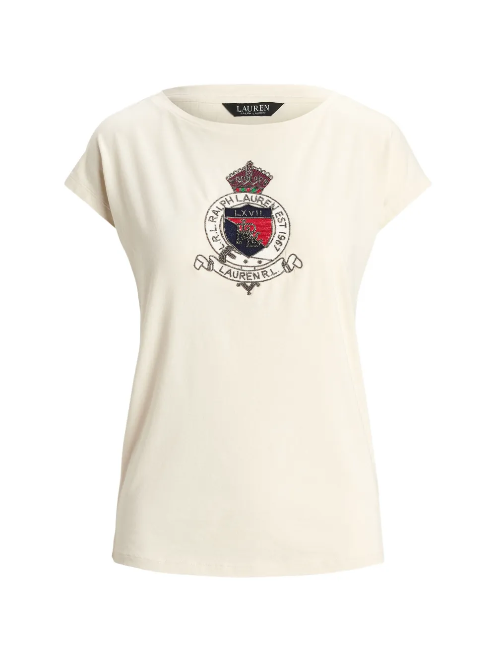Lauren Ralph Lauren crest-patch cap-sleeve T-shirt - Toni neutri