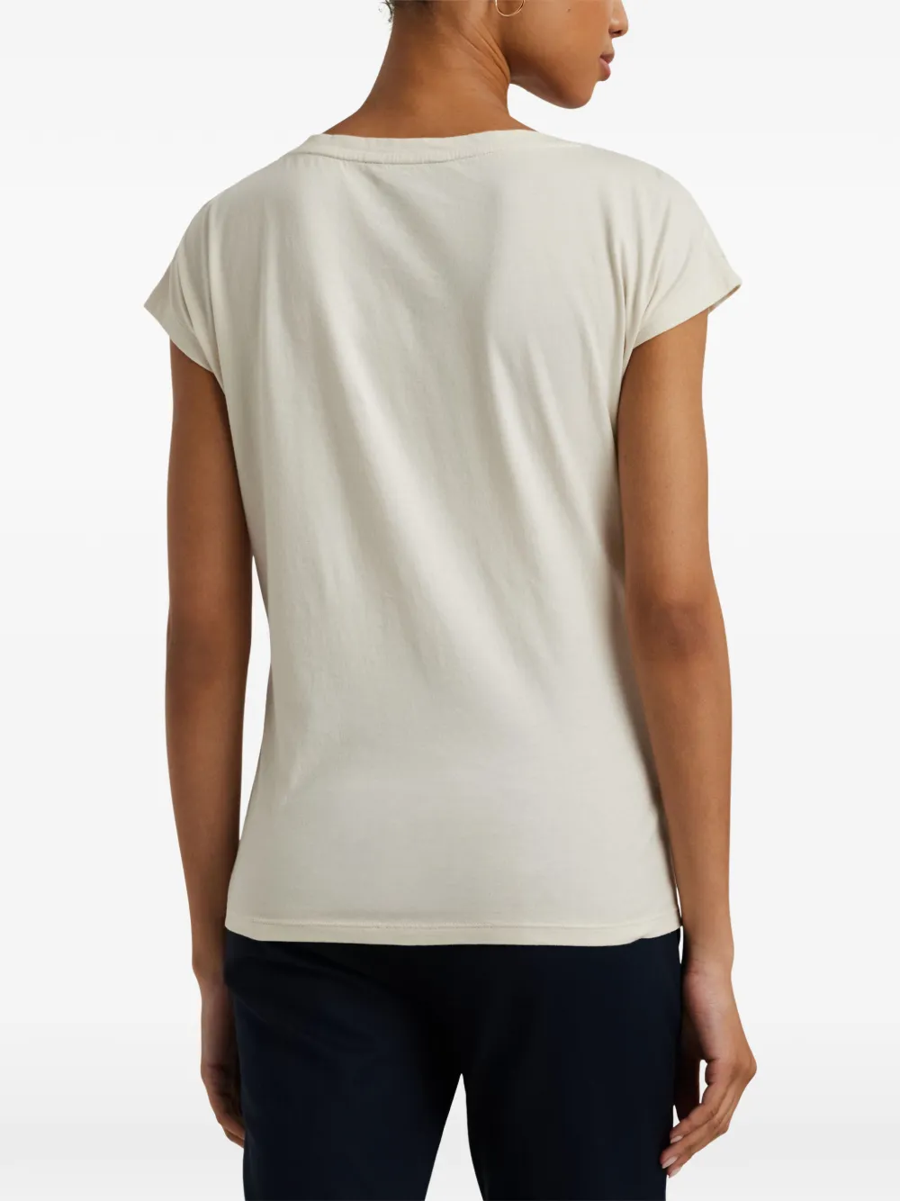 Lauren Ralph Lauren T-shirt met kapmouwen en patch Beige