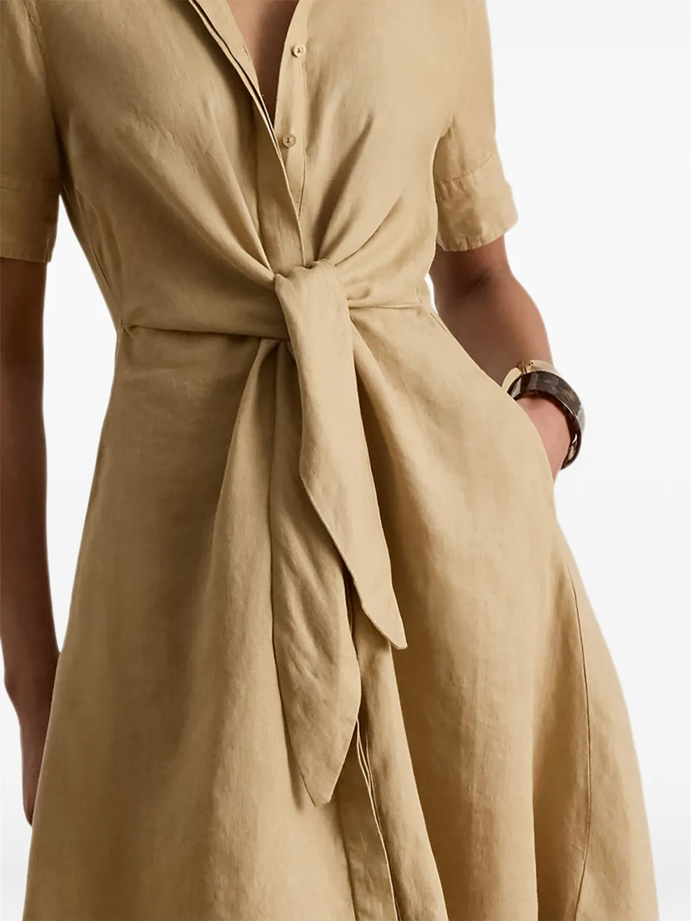 Lauren Ralph Lauren Linnen midi-jurk Beige