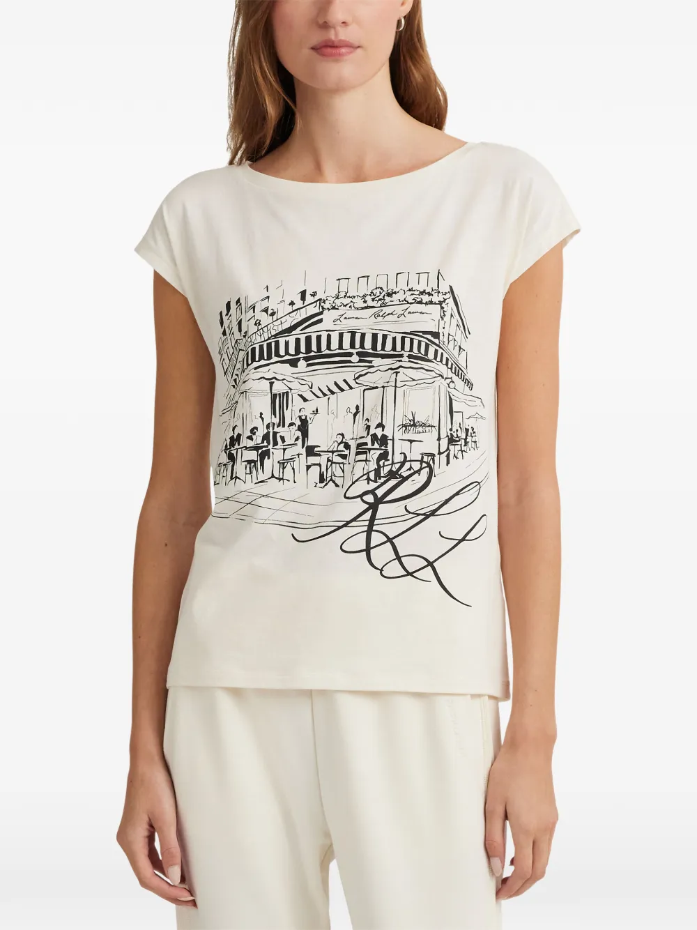 Lauren Ralph Lauren Petite T-shirt met print Beige