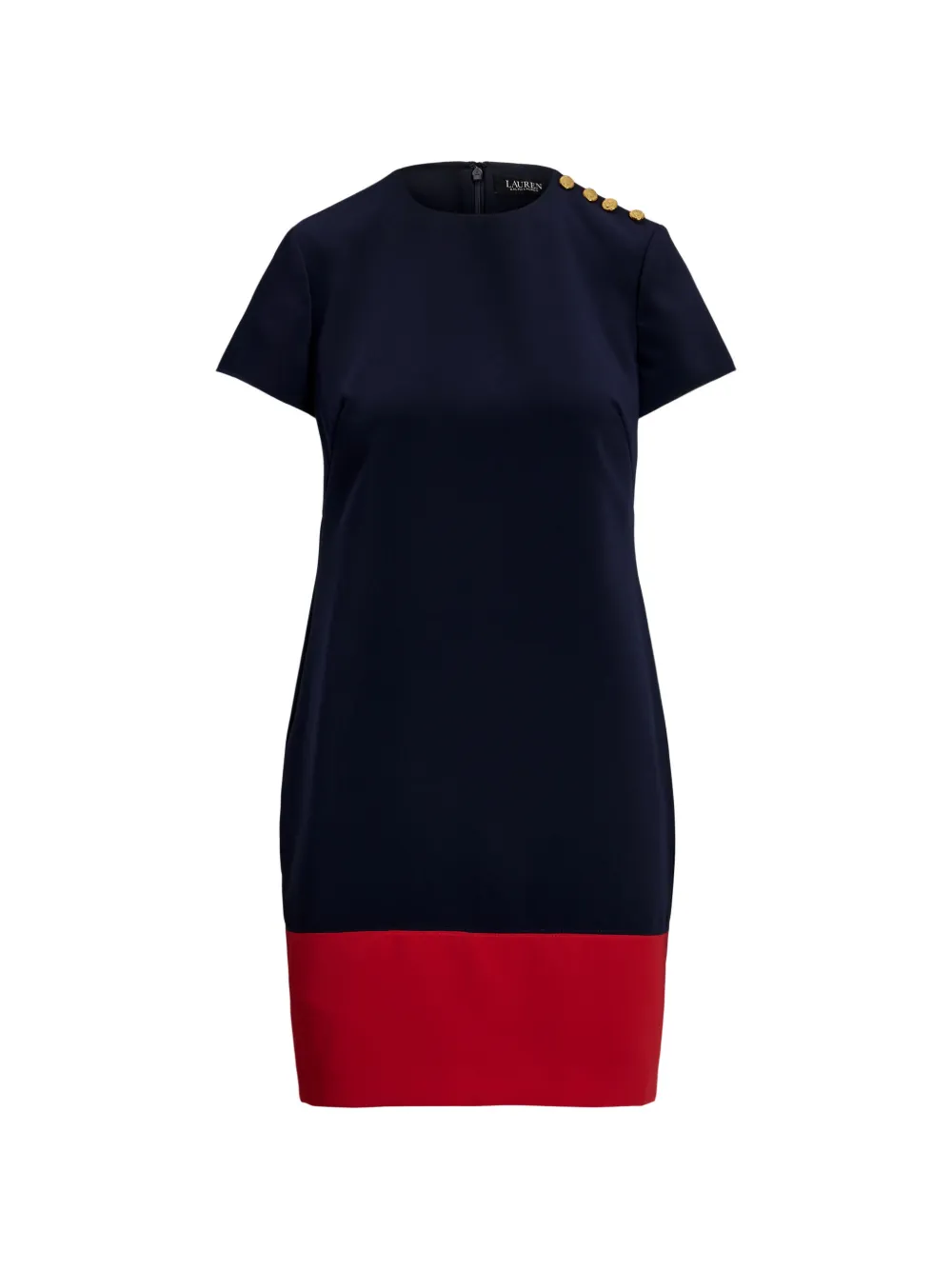 Lauren Ralph Lauren button colour-block mini dress - Blu