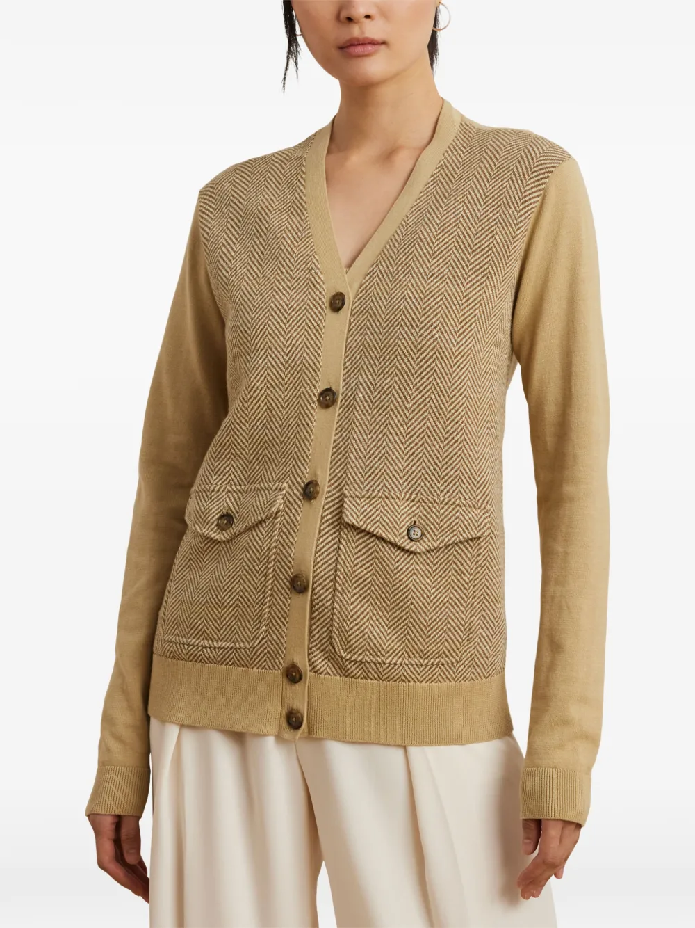 Lauren Ralph Lauren Vest met visgraatpatroon Beige