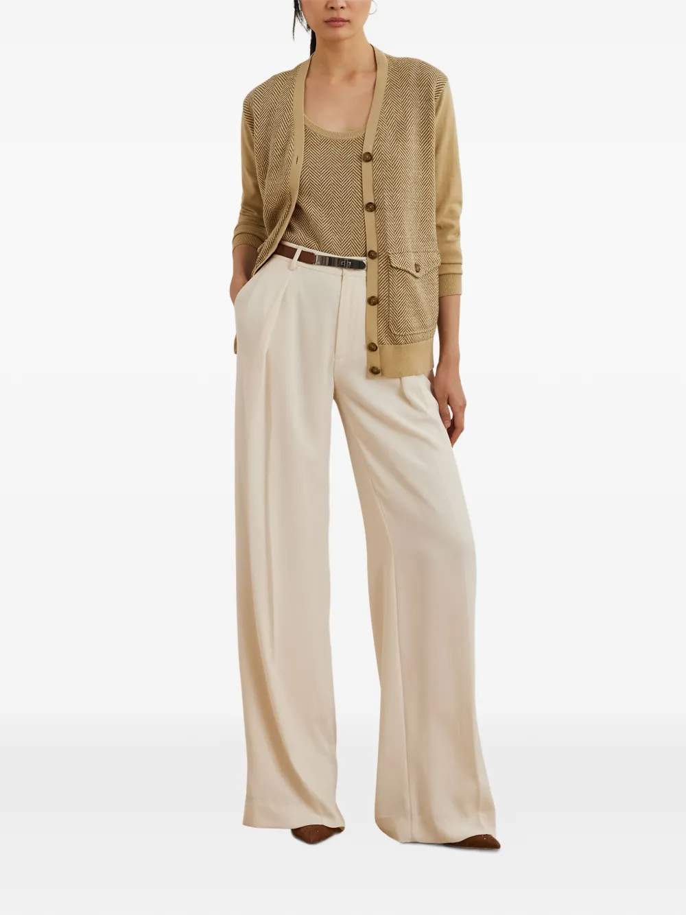 Lauren Ralph Lauren Vest met visgraatpatroon Beige