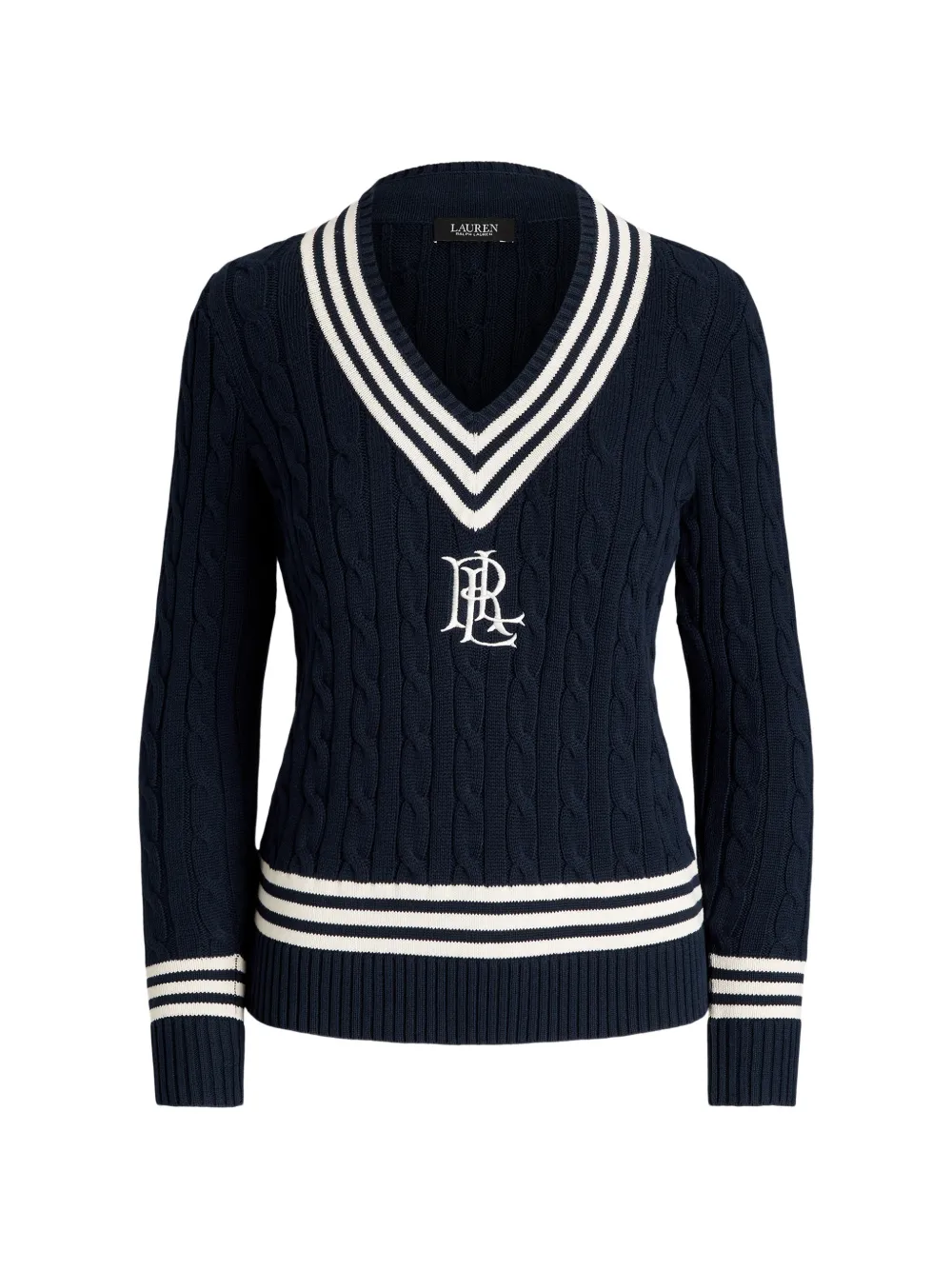 Lauren Ralph Lauren Maglione con scollo a V in cotone - Blu