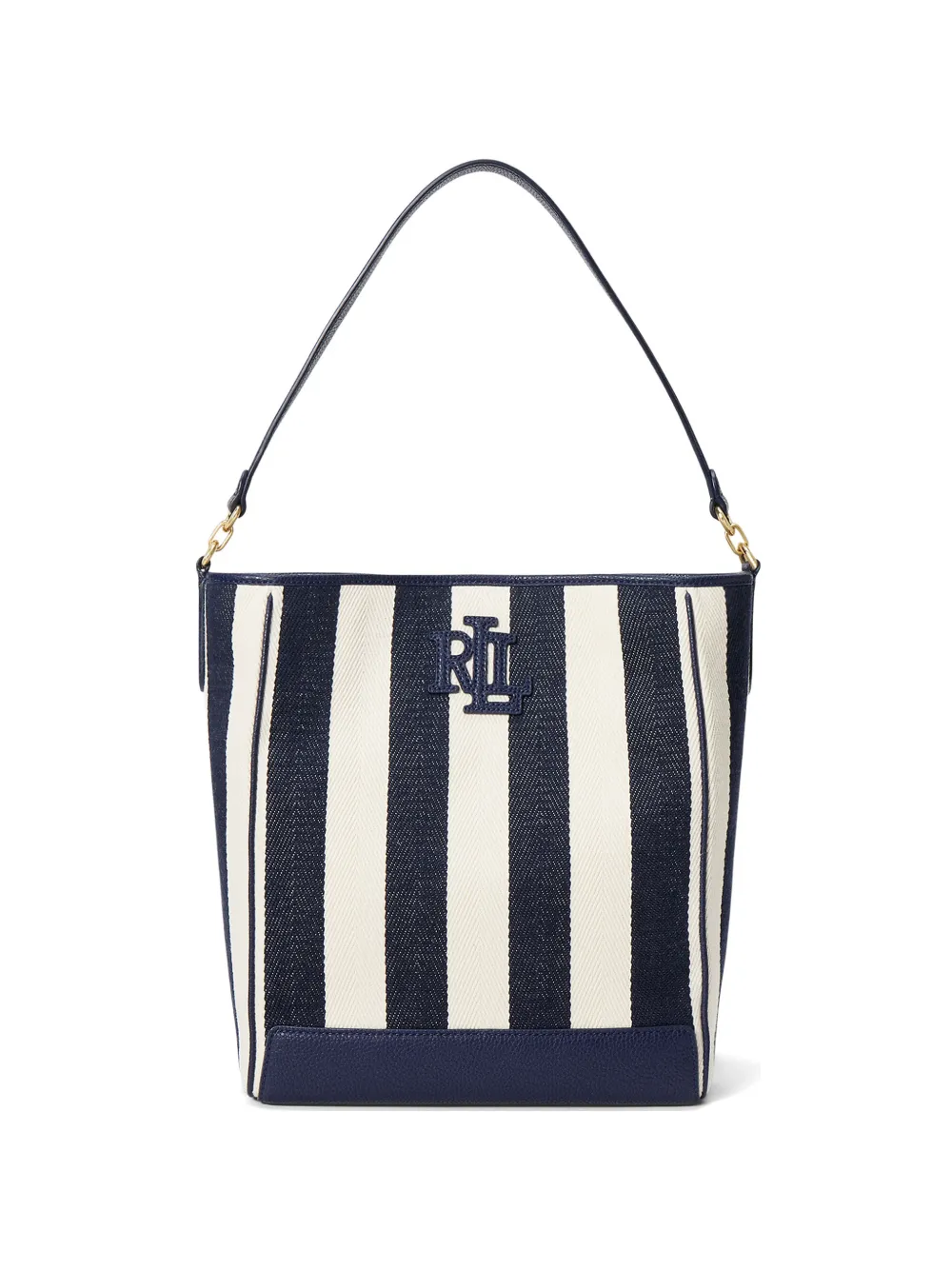 Lauren Ralph Lauren striped logo bucket bag - Blu