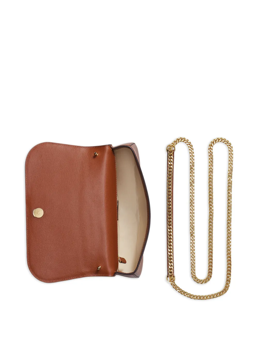 Lauren Ralph Lauren Schoudertas met logo en ketting Beige