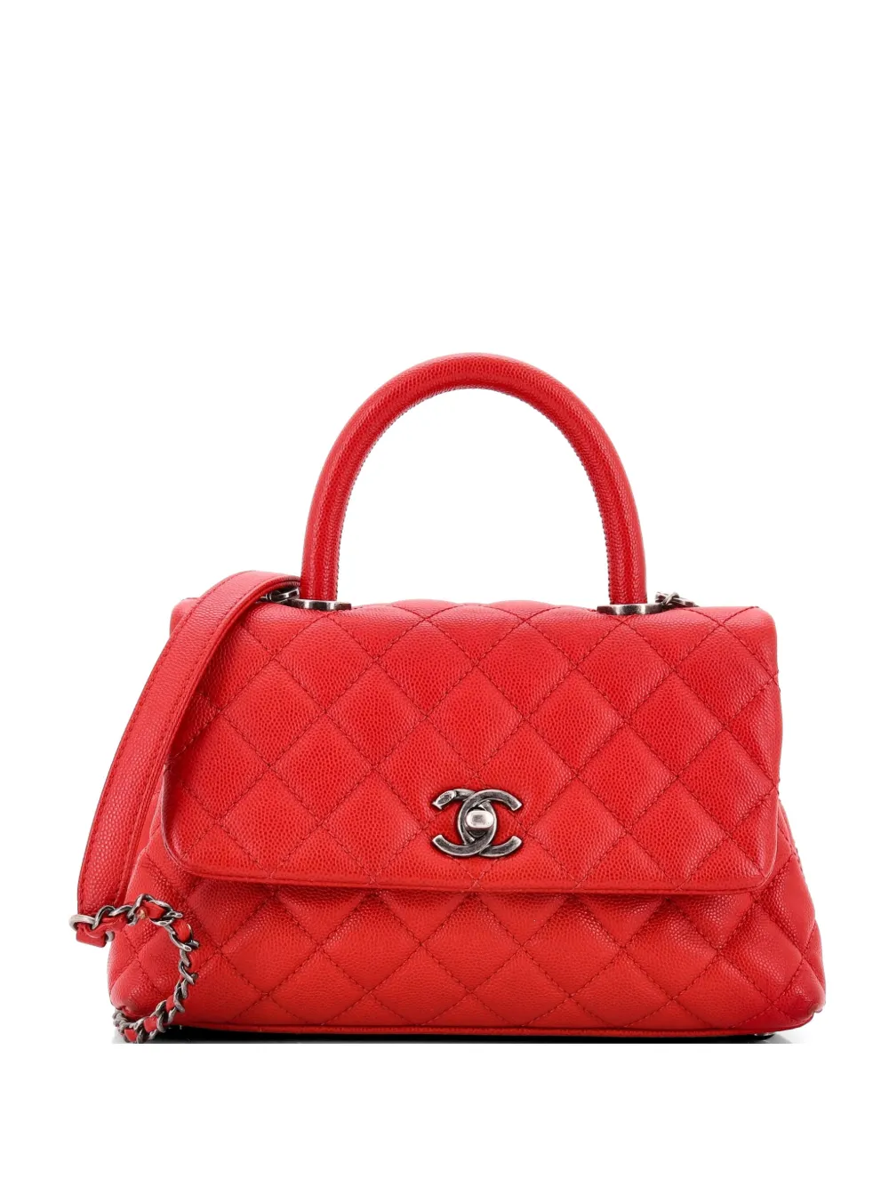 CHANEL Pre-Owned Coco Top Handle Bag Quilted Caviar Mini satchel - Rosso