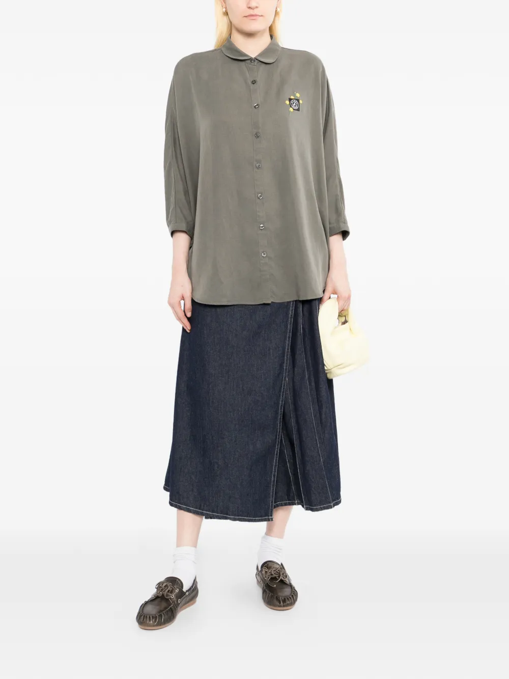 SPORT b. by agnès b. Blouse met geborduurde bloemen en cape Grijs