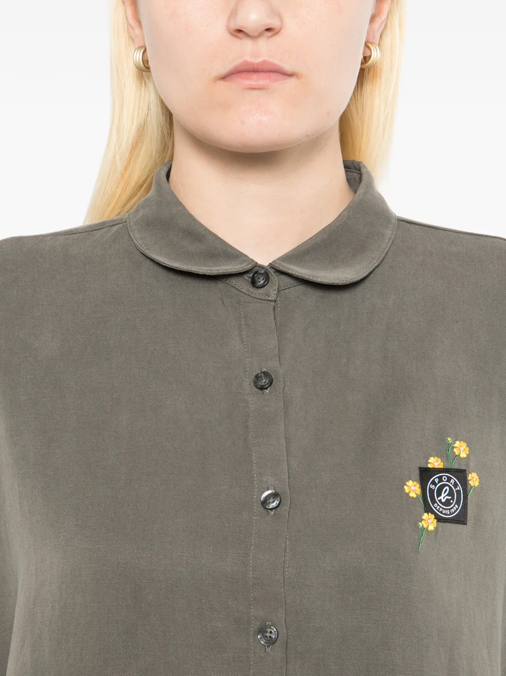 SPORT b. by agnès b. Blouse met geborduurde bloemen en cape Grijs