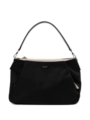Agnès b. logo-plaque Satin Shoulder Bag | Black | FARFETCH