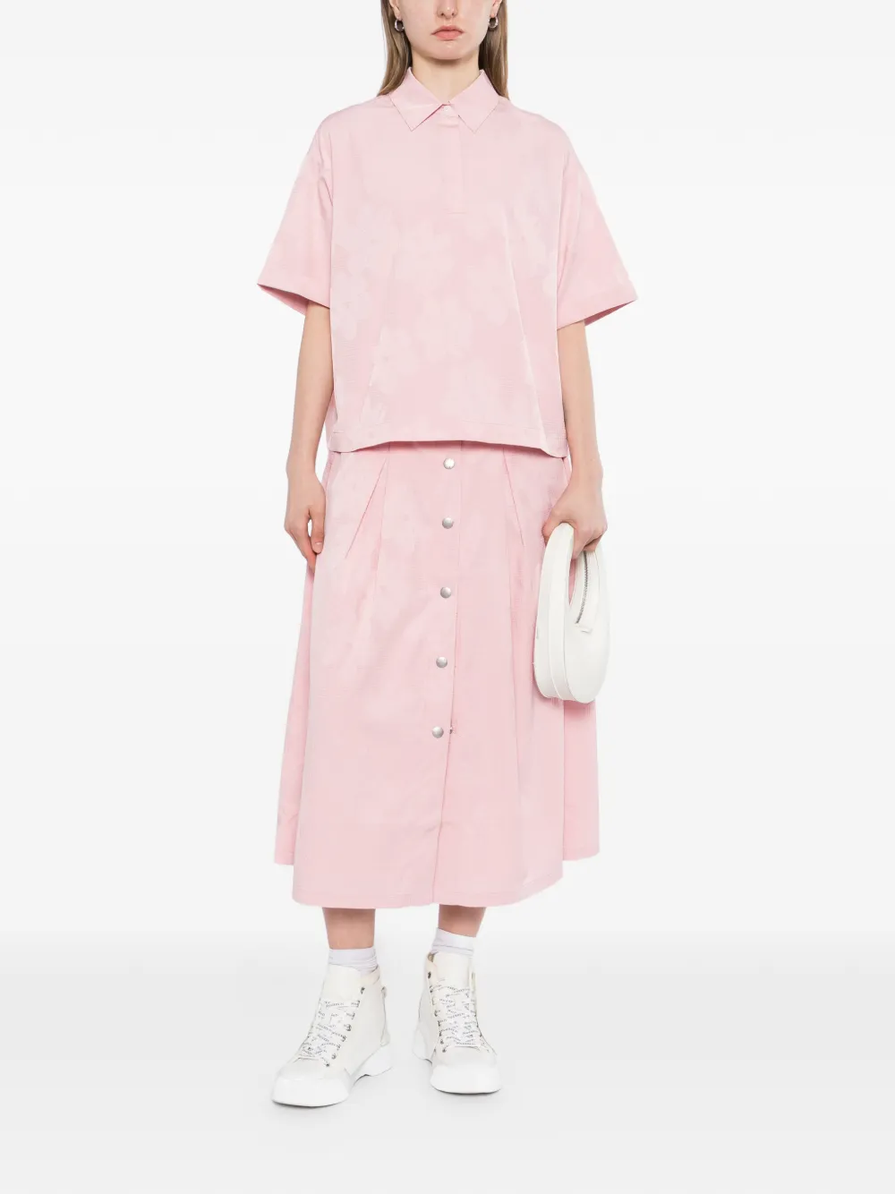 SPORT b. by agnès b. Seersucker poloshirt Roze