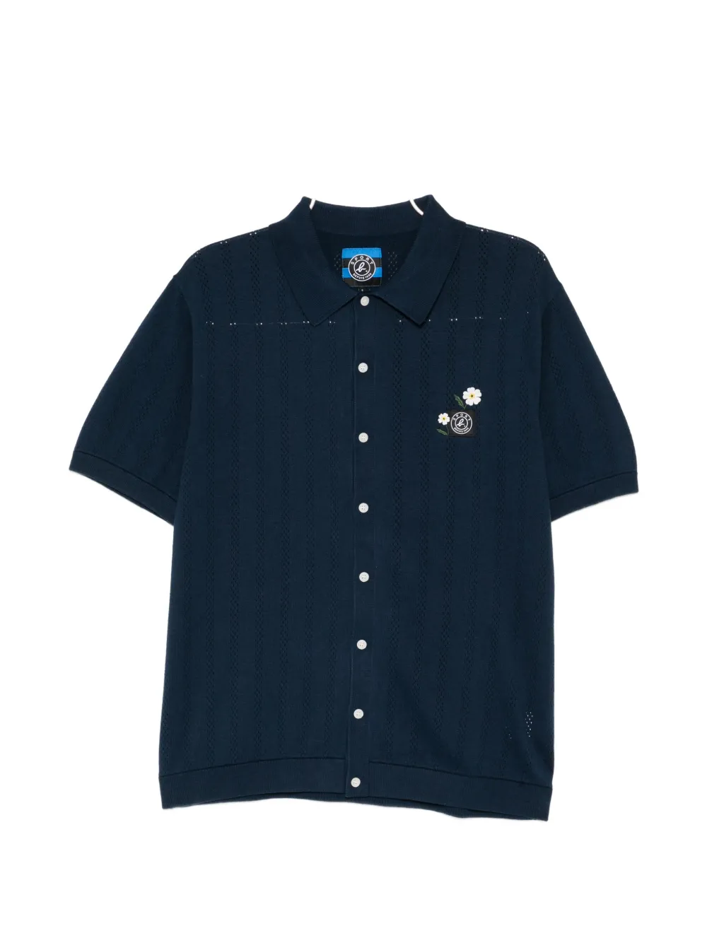 SPORT b. by agnès b. pointelle-knit floral-patch sweater - Blu
