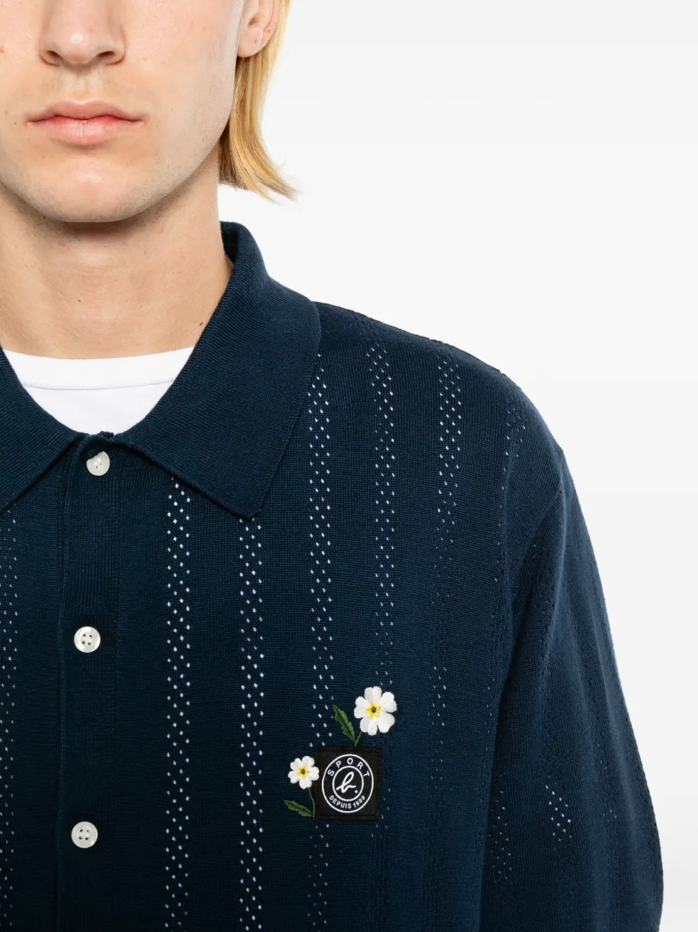 SPORT b. by agnès b. Gebreide trui met bloemenpatch Blauw