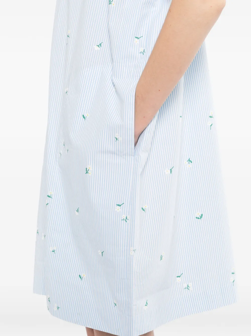 SPORT b. by agnès b. Gestreepte mini-blousejurk met geborduurde bloemen Blauw