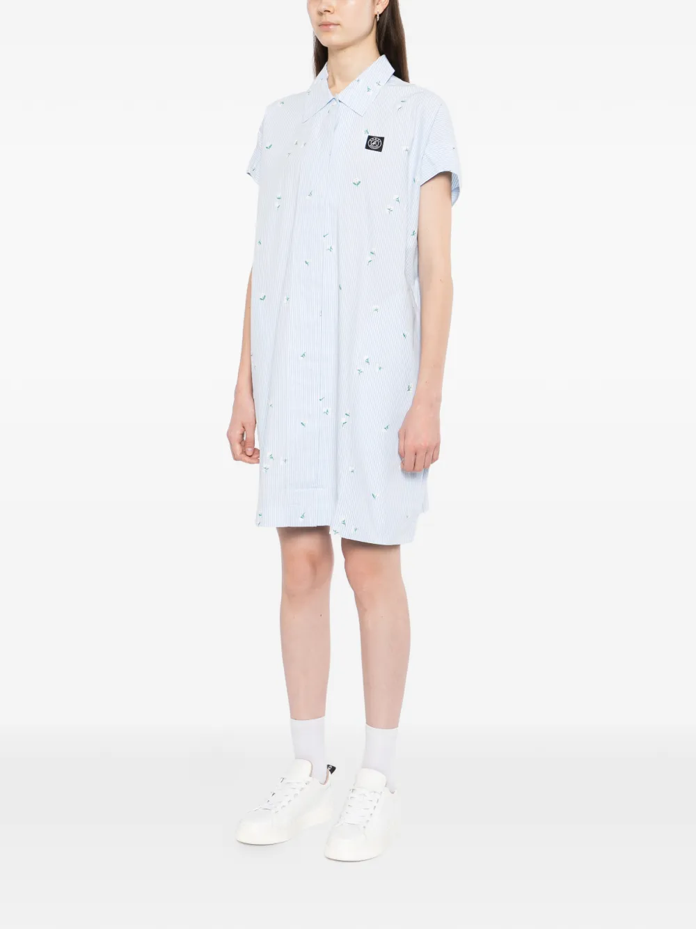SPORT b. by agnès b. Gestreepte mini-blousejurk met geborduurde bloemen Blauw