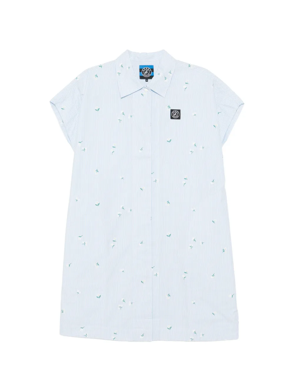SPORT b. by agnès b. striped floral-embroidered shirt mini dress - Blu