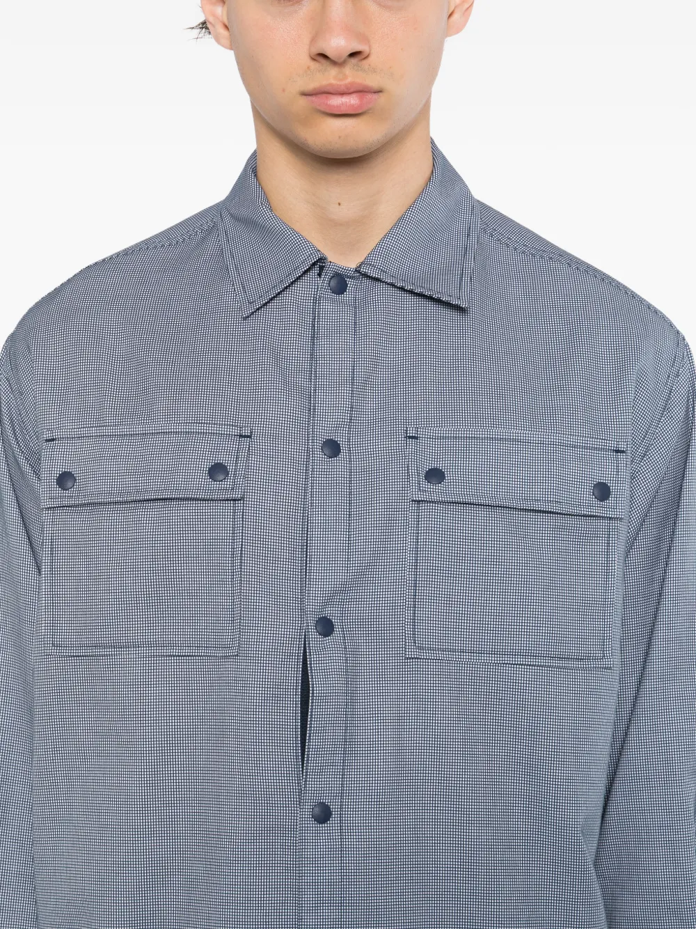 SPORT b. by agnès b. Geruit overhemd met logopatch Blauw