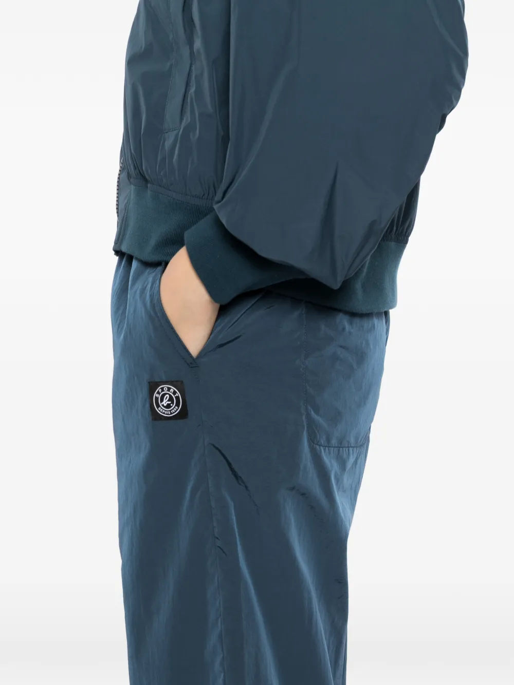 SPORT b. by agnès b. Broek met trekkoord en wijde pijpen Blauw