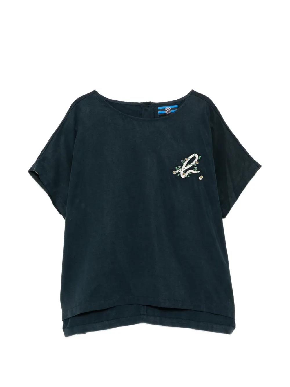 SPORT b. by agnès b. logo embroidered short-sleeve blose - Blu