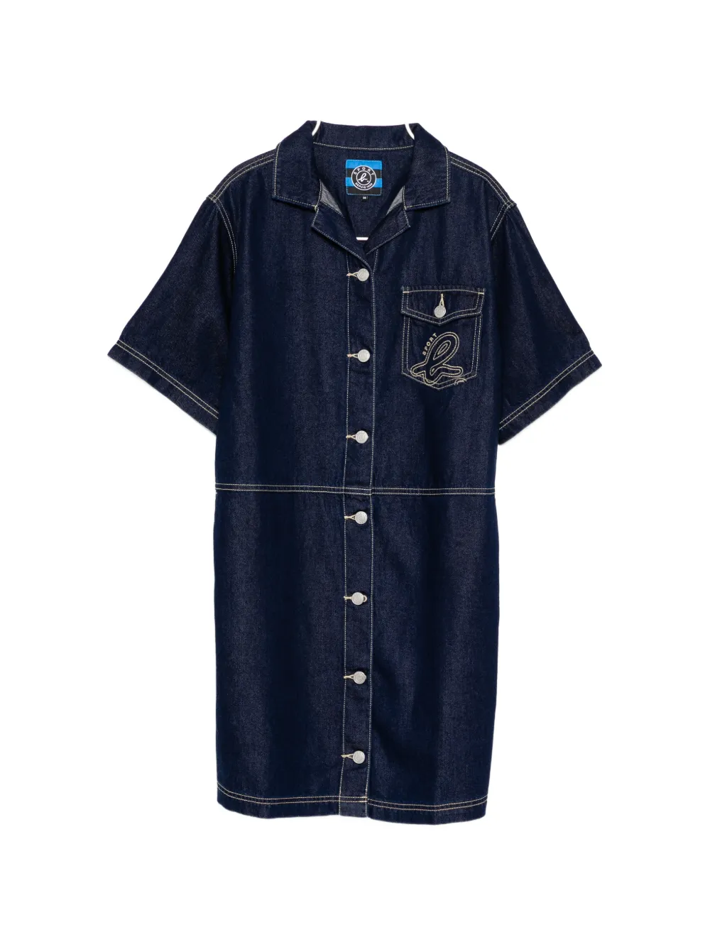 SPORT b. by agnès b. logo-embroidered denim shirt dress - Blu