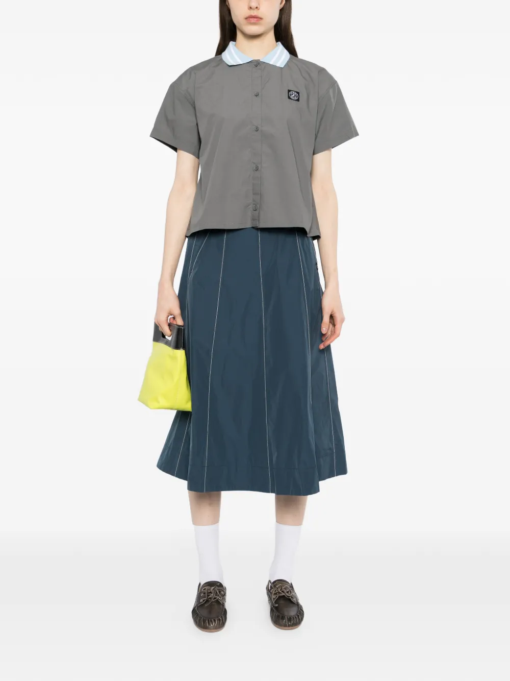  Sport B. By Agnès B. Logo-patched Cropped Shirt - Grey 