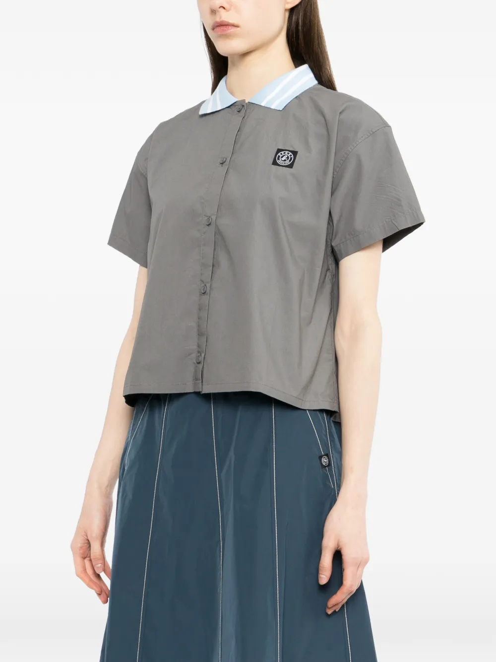  Sport B. By Agnès B. Logo-patched Cropped Shirt - Grey 
