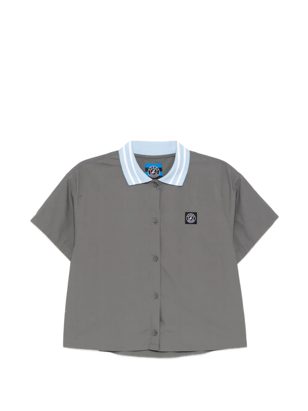 SPORT b. by agnès b. logo-patched cropped shirt - Grigio