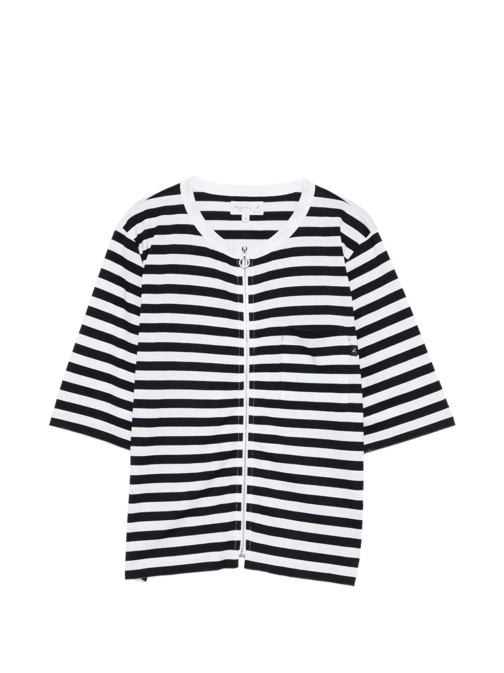 agnès b. striped zip-up T-shirt · 2