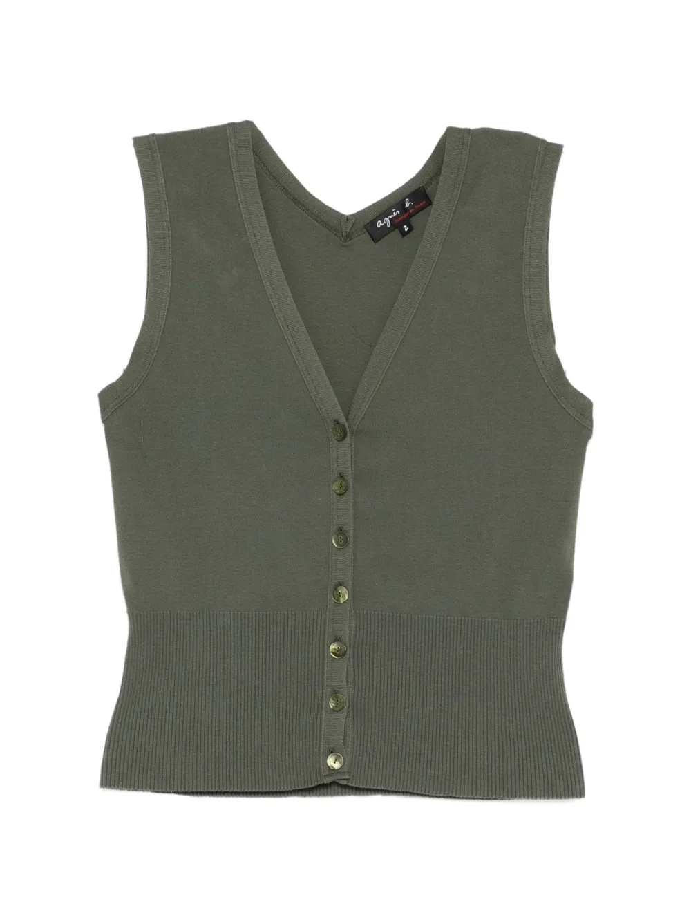 agnès b. V-neck sleeveless top - Green