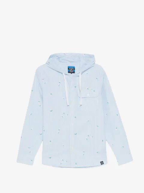 SPORT b. by agnès b. floral-pattern striped hooded shirt