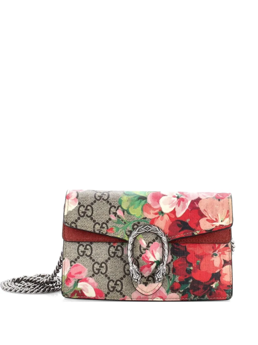 Gucci Pre-Owned Dionysus Bag Blooms Print GG Coated Canvas Super Mini crossbody bag - Marrone