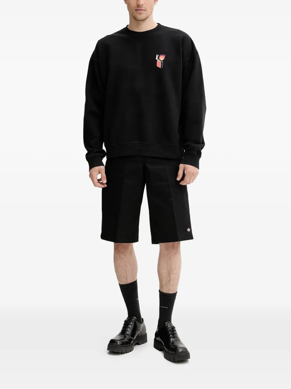 DICKIES logo-patch twill shorts Zwart