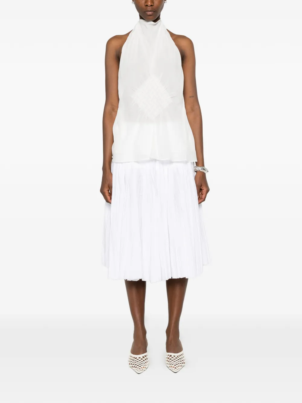  Raquel Diniz Halter Sleeveless Top - White 