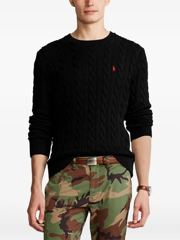 Polo Ralph Lauren ケーブルニット セーター | ブラック | FARFETCH JP