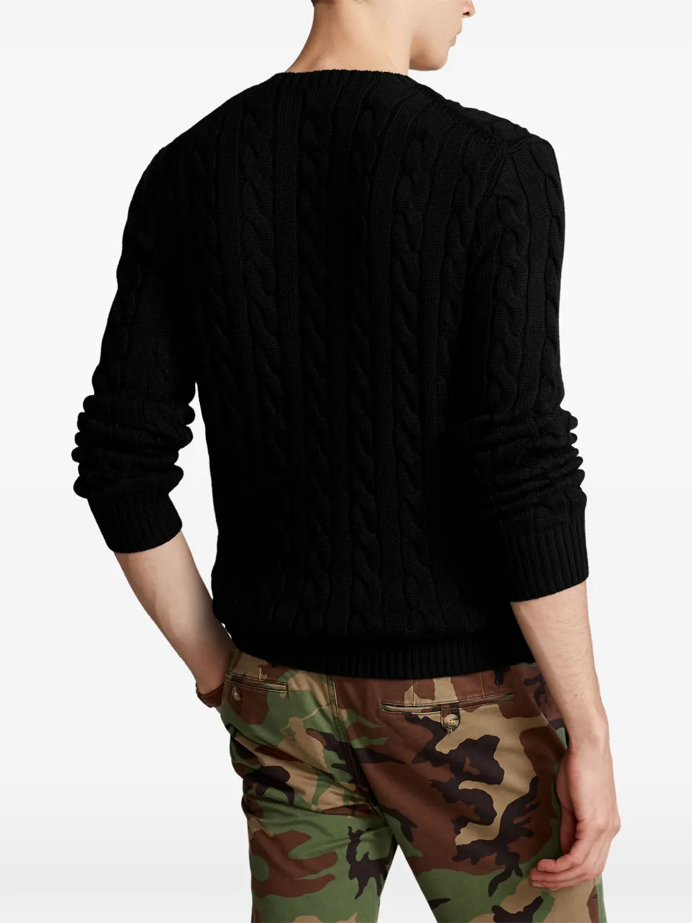 Polo Ralph Lauren Kabelgebreide trui met ponydetail Zwart