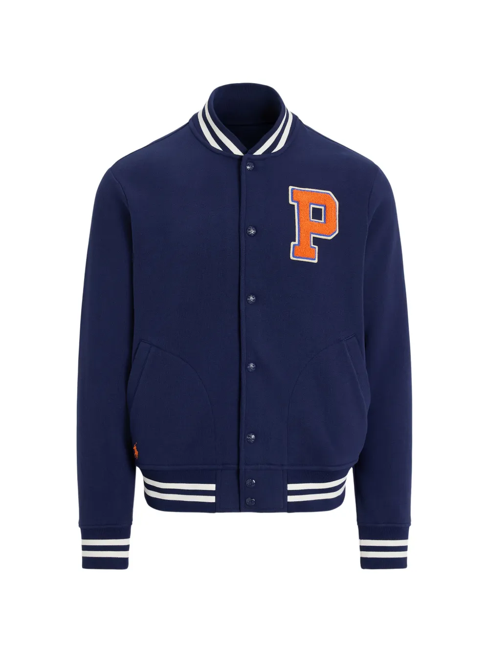 Polo Ralph Lauren logo-patch striped-trim bomber jacket - Blue