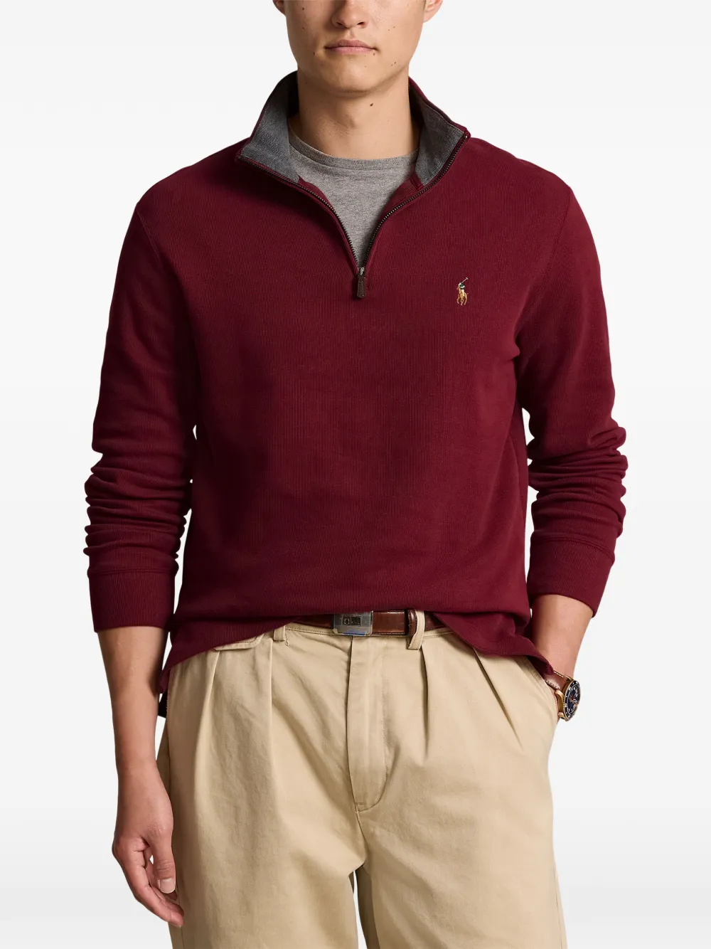 Polo Ralph Lauren Trui met geborduurd logo en rits Rood