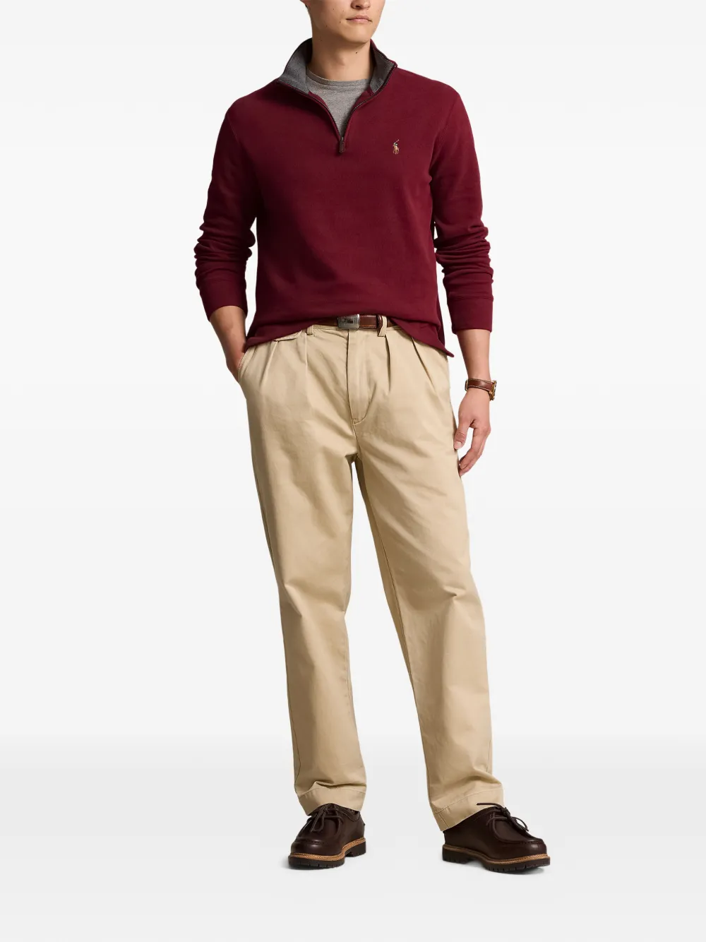 Polo Ralph Lauren Trui met geborduurd logo en rits Rood