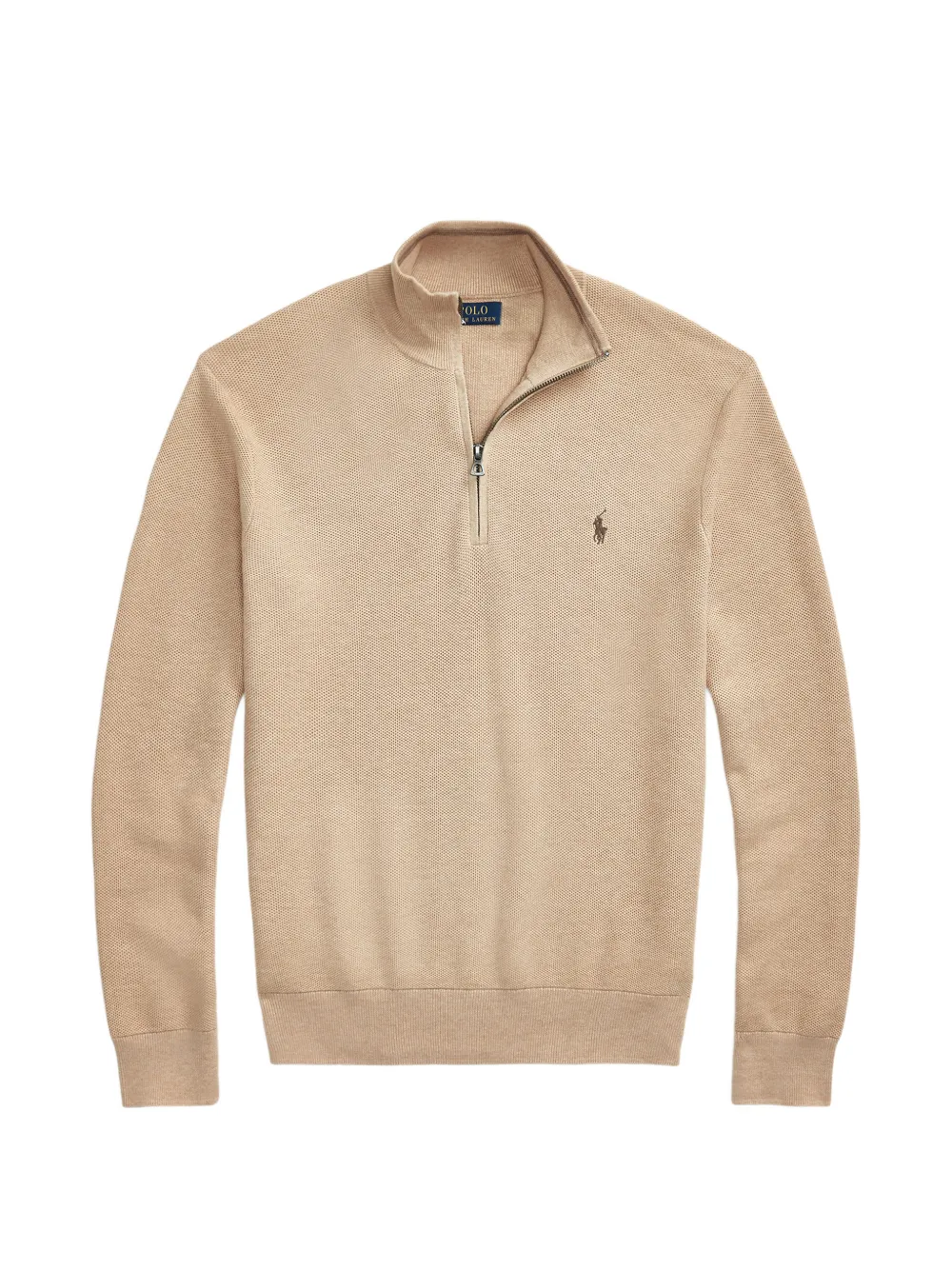 Polo Ralph Lauren quarter-zip embroidered-logo sweater - Nude