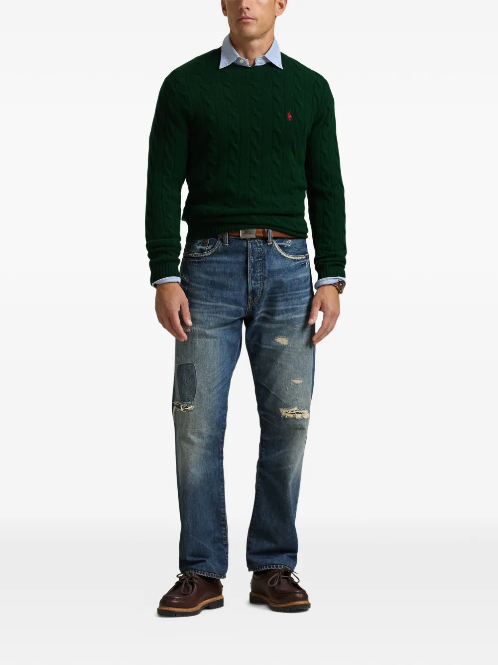 Polo Ralph Lauren Kabelgebreide trui met geborduurd logo Groen