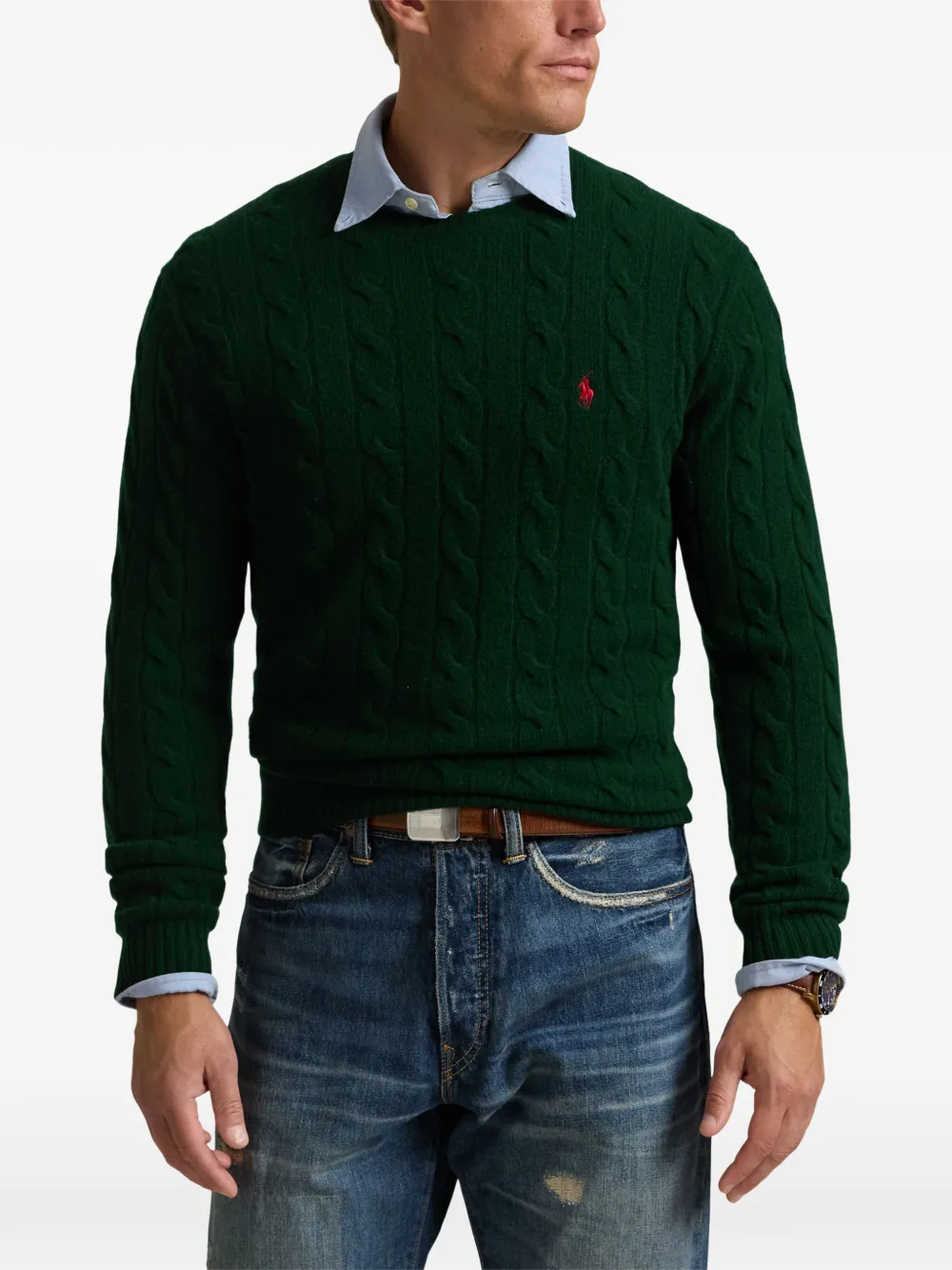 Polo Ralph Lauren Kabelgebreide trui met geborduurd logo Groen