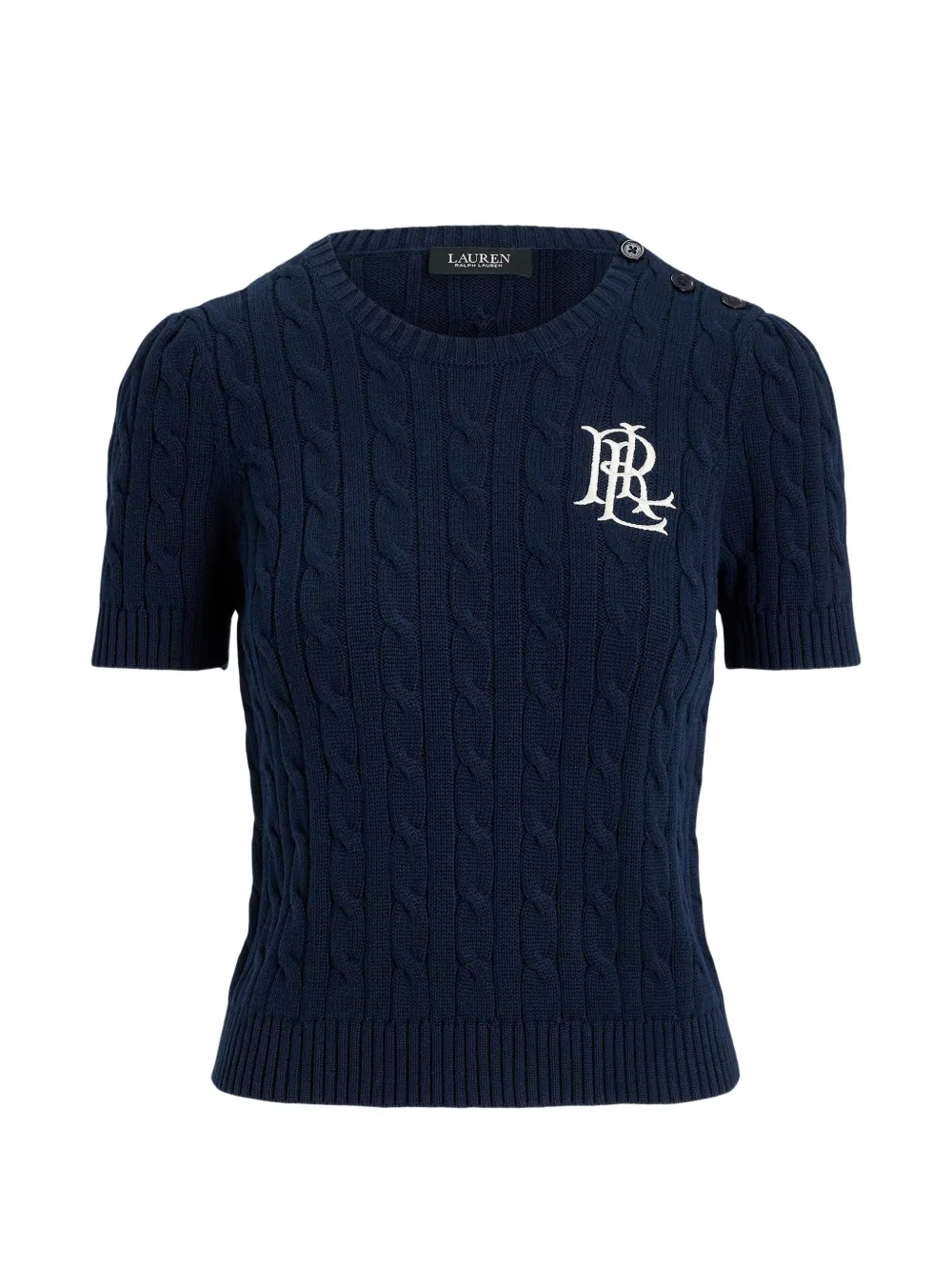 Lauren Ralph Lauren cable-knit logo-embroidered T-shirt - Blu
