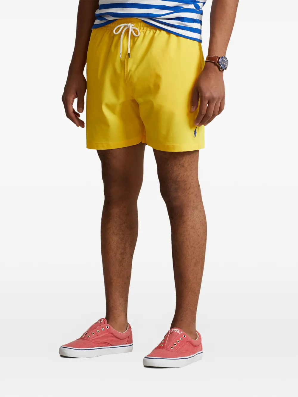 Polo Ralph Lauren Zwembroek met geborduurd logo en trekkoordtaille Geel
